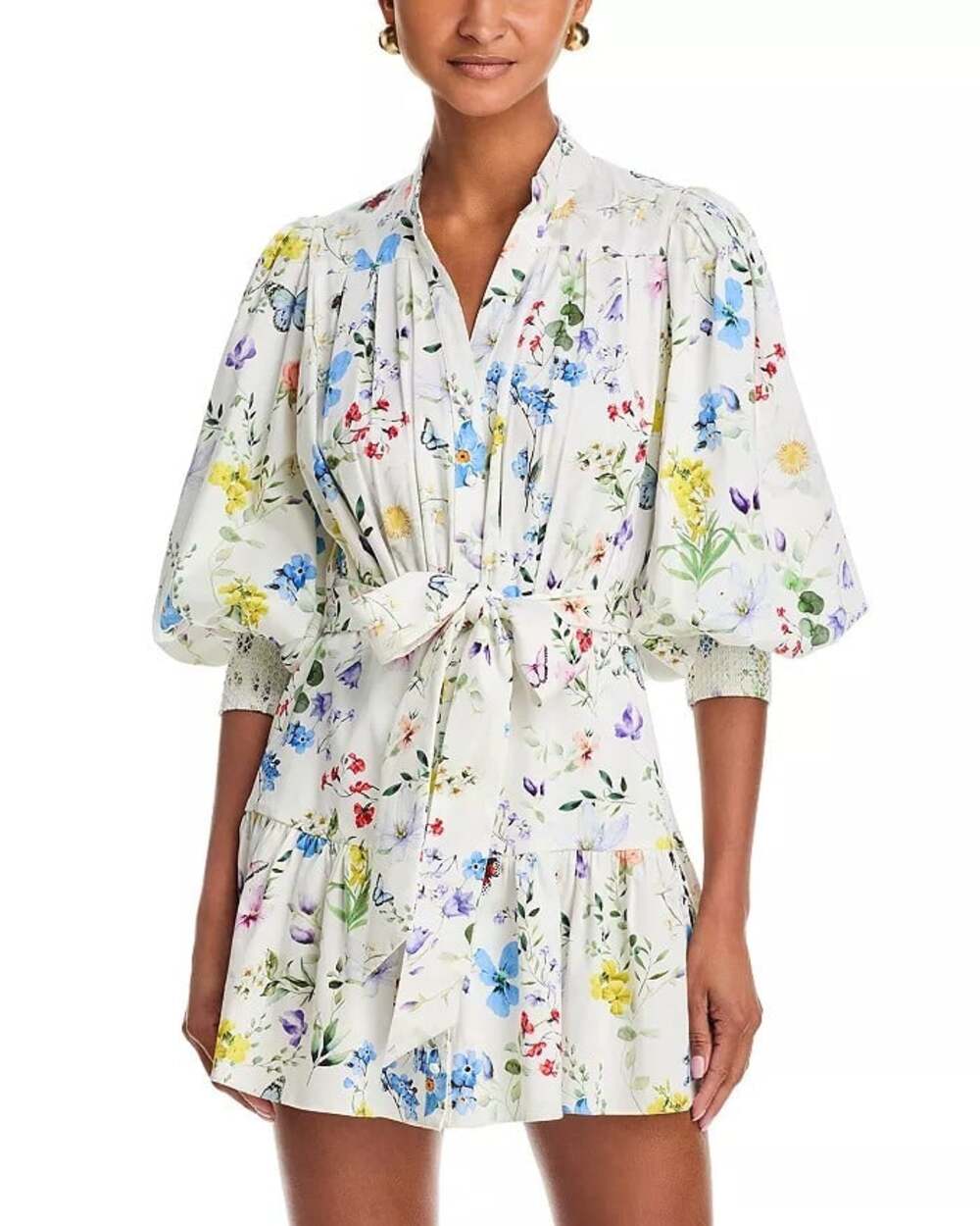 Alice + Olivia Cora Twisting Vines Off Mini Shirt Dress Small NWT $495